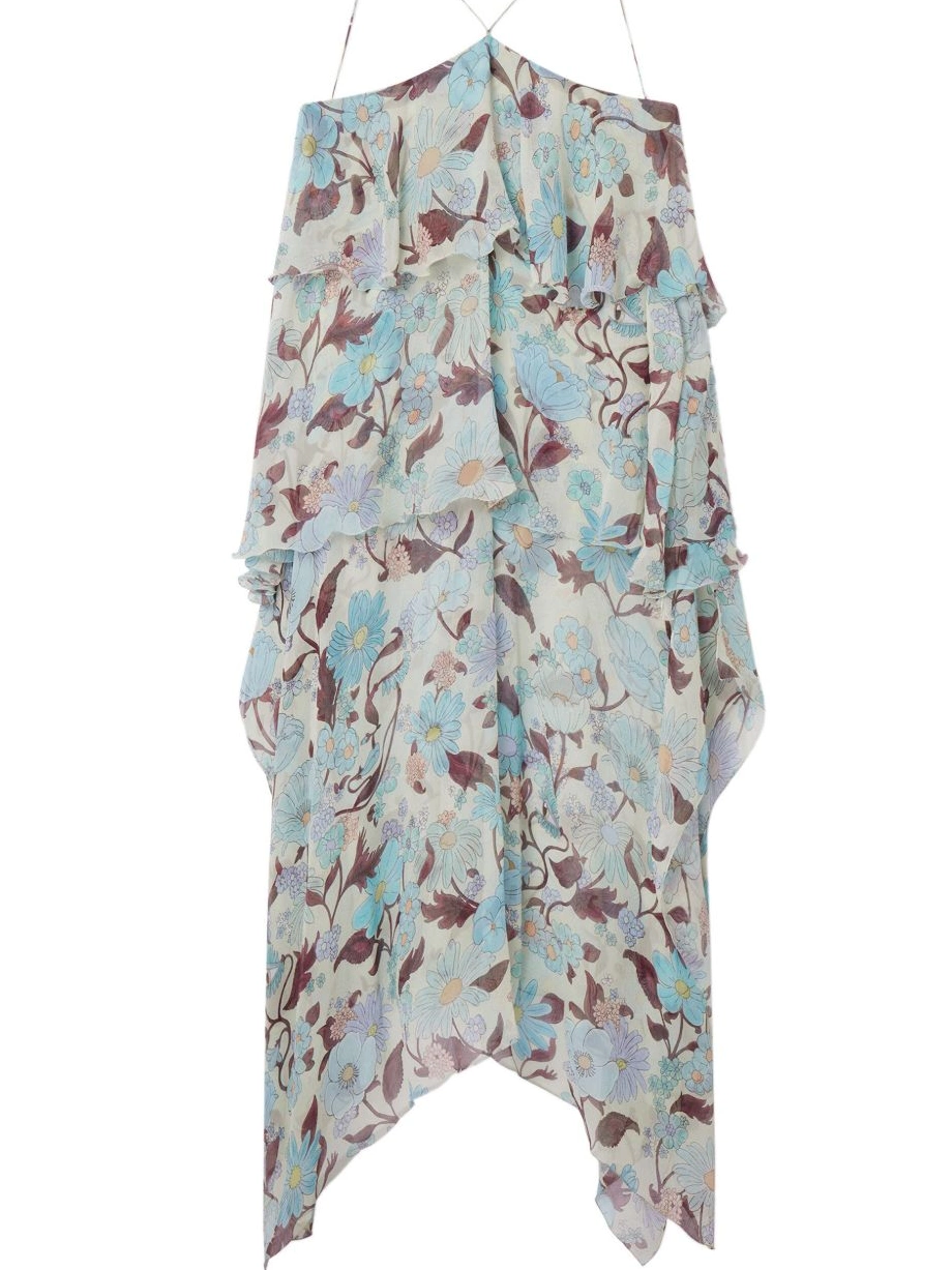 Cheap McCartney Stella Lady Women dress Garden-print chiffon silk 0415